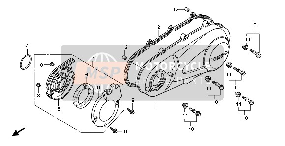 Honda SH150 2005 Coperchio carter sinistro per un 2005 Honda SH150